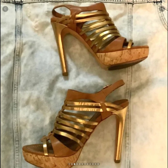 miu miu | Authenticated | Gladiator | Cork Platforms in Gold, Tan & Caramel - Picture 4 of 16